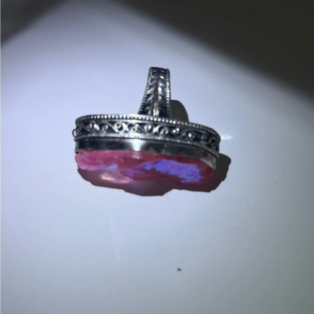 New Artesian Angel Aura Quartz Statement Ring 925 Sterling Silver (Stamped)